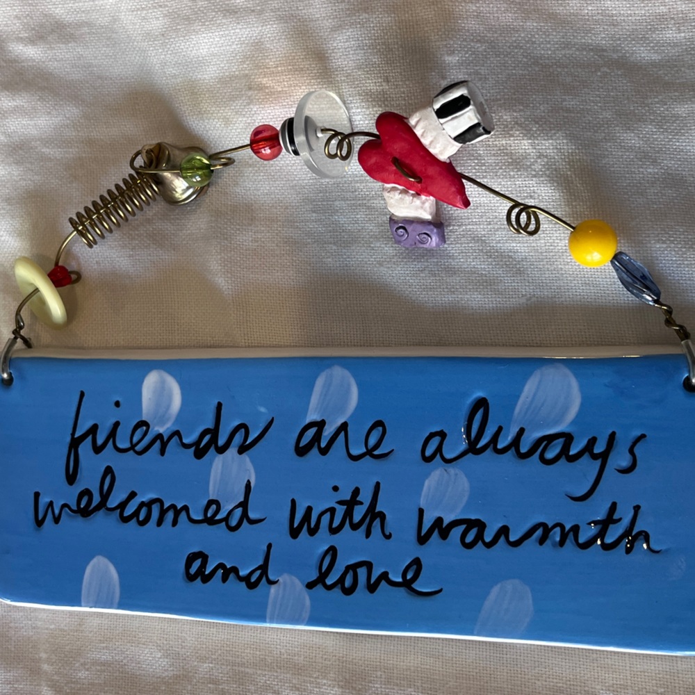Sandra Magsamen for Silvestri ceramic sign with beaded wire